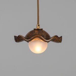 Wavy Ceramic Rivale Pendant Light in Rust Iron 21cm Bedroom Pendant Lights Great Lighting UK Ltd