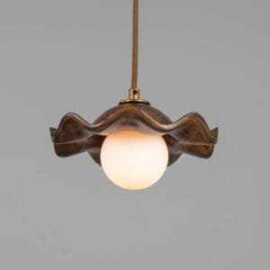 Wavy Ceramic Rivale Pendant Light in Rust Iron 21cm Bedroom Pendant Lights Great Lighting UK Ltd