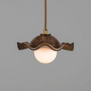Wavy Ceramic Rivale Pendant Light in Metallic Earth 21cm Artisan Ceramic Lighting Great Lighting UK Ltd
