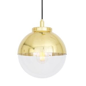 IP44 Brass & Glass Bathroom Pendant Light 26cm | Mica Dome Bathroom Pendant & Ceiling Lights Great Lighting UK Ltd