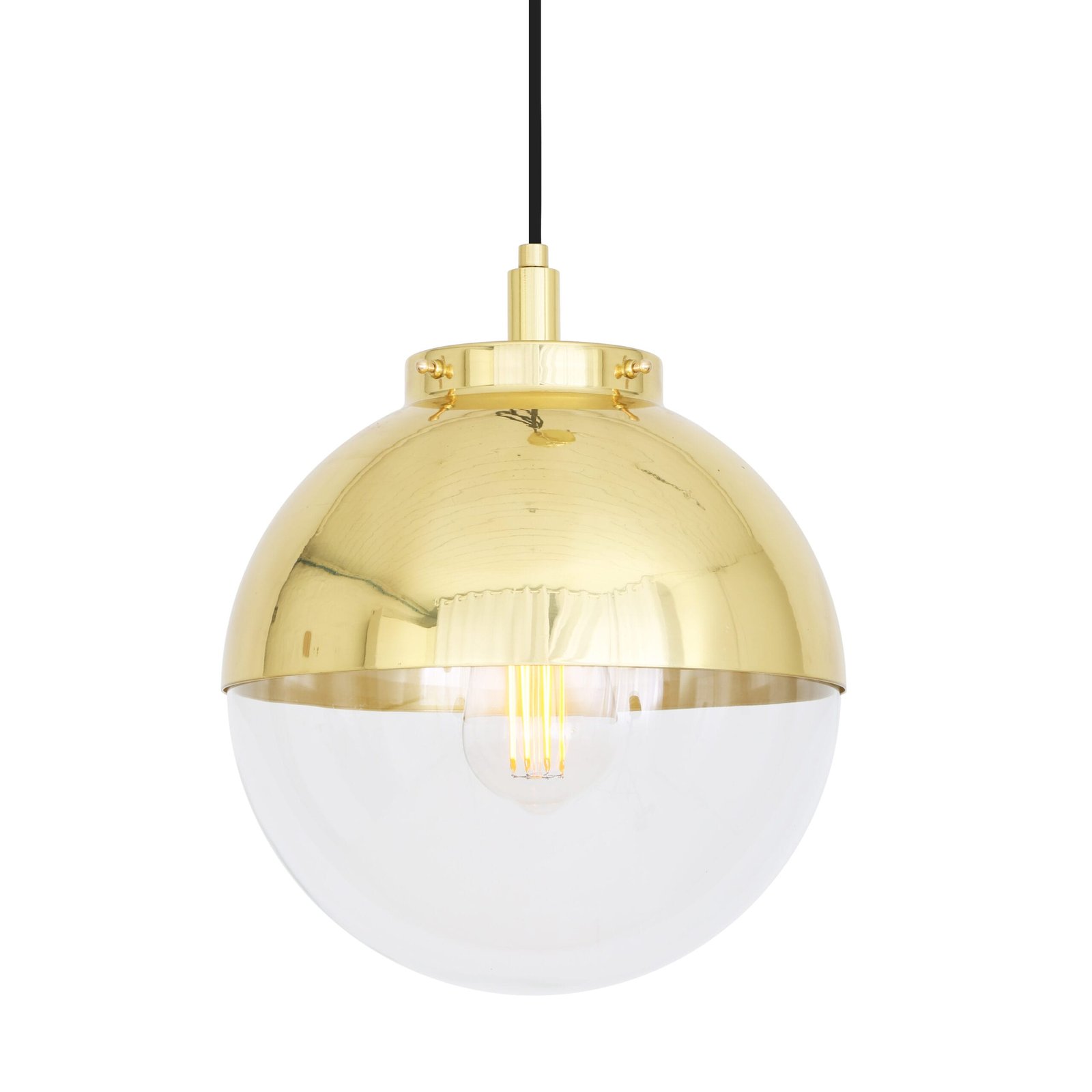 IP44 Brass & Glass Bathroom Pendant Light 26cm | Mica Dome Bathroom Pendant & Ceiling Lights Great Lighting UK Ltd
