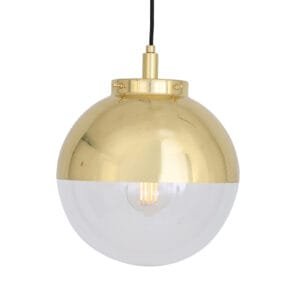 IP44 Brass & Glass Bathroom Pendant Light 26cm | Mica Dome Bathroom Pendant & Ceiling Lights Great Lighting UK Ltd