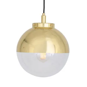 IP44 Brass & Glass Bathroom Pendant Light 26cm | Mica Dome Bathroom Pendant & Ceiling Lights Great Lighting UK Ltd