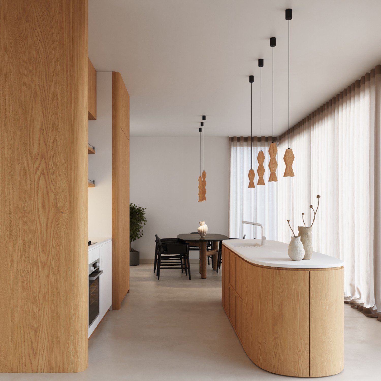 Pendant Lamp Kubbe Medium S Beech Wood Uncategorized Great Lighting UK Ltd