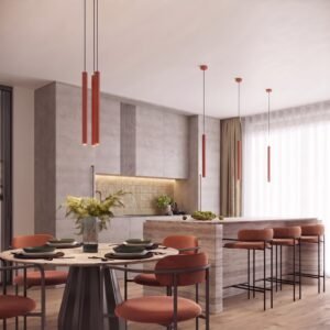 Pendant Lamp Arche 3P Red Ochre Uncategorized Great Lighting UK Ltd