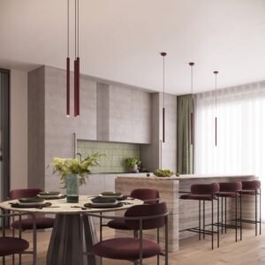 Pendant Lamp Arche 1 Burgundy Uncategorized Great Lighting UK Ltd