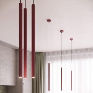 Pendant Lamp Arche 3P Burgundy Uncategorized Great Lighting UK Ltd