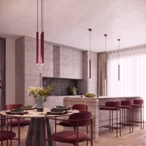 Pendant Lamp Arche 3P Burgundy Uncategorized Great Lighting UK Ltd