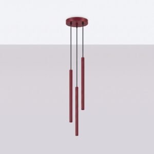 Pendant Lamp Arche 3P Burgundy Uncategorized Great Lighting UK Ltd