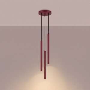 Pendant Lamp Arche 3P Burgundy Uncategorized Great Lighting UK Ltd