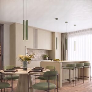 Pendant Lamp Arche 3P Olive Green Uncategorized Great Lighting UK Ltd