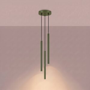 Pendant Lamp Arche 3P Olive Green Uncategorized Great Lighting UK Ltd