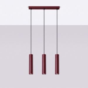 Pendant Lamp Lagos 3L Burgundy Red Pendant Lights Great Lighting UK Ltd