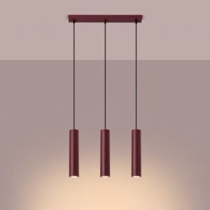 Pendant Lamp Lagos 3L Burgundy Red Pendant Lights Great Lighting UK Ltd