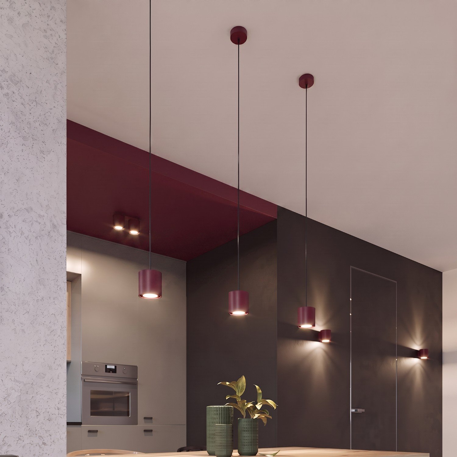 Ceiling Lamp Orbis 2 Burgundy Uncategorized Great Lighting UK Ltd