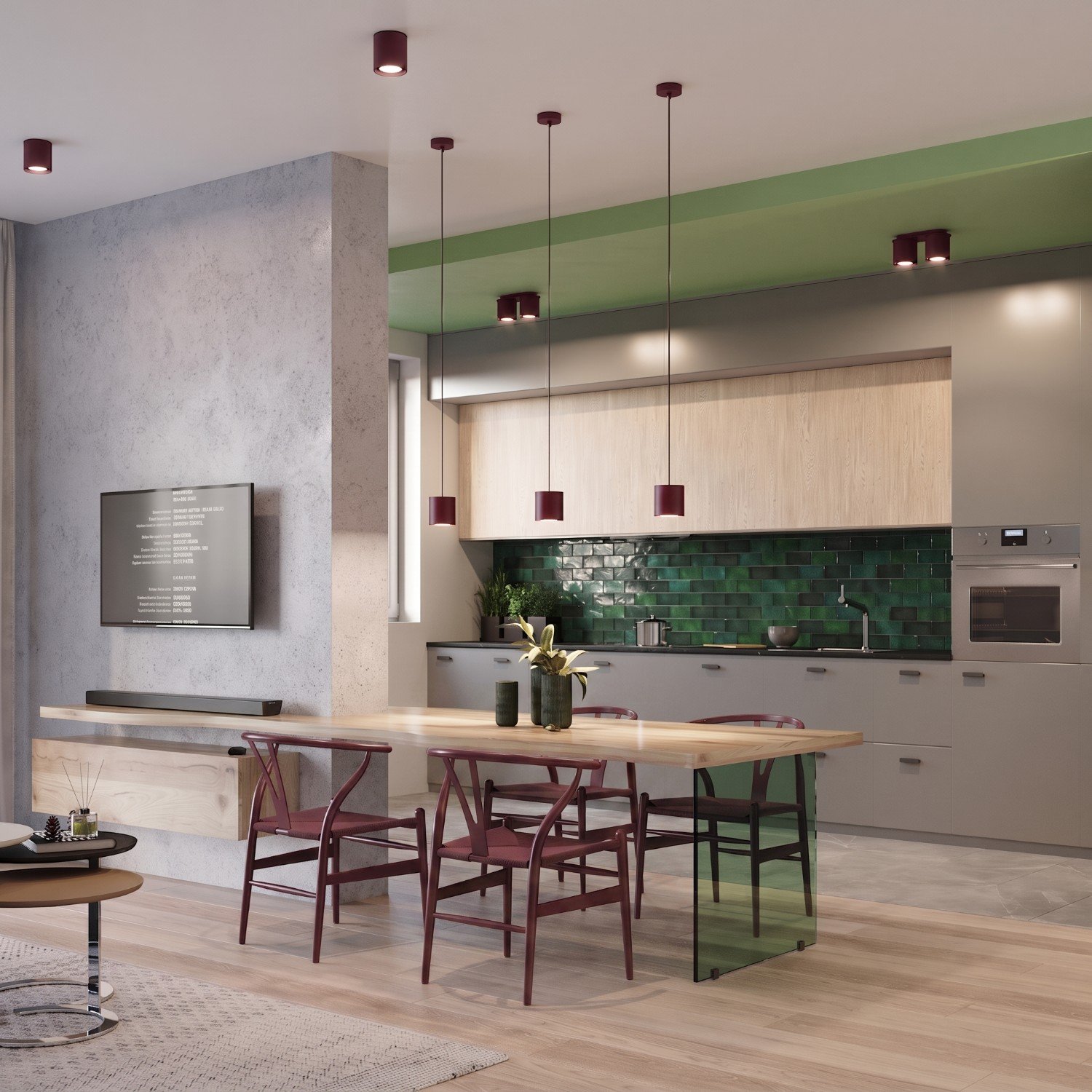 Ceiling Lamp Orbis 2 Burgundy Uncategorized Great Lighting UK Ltd