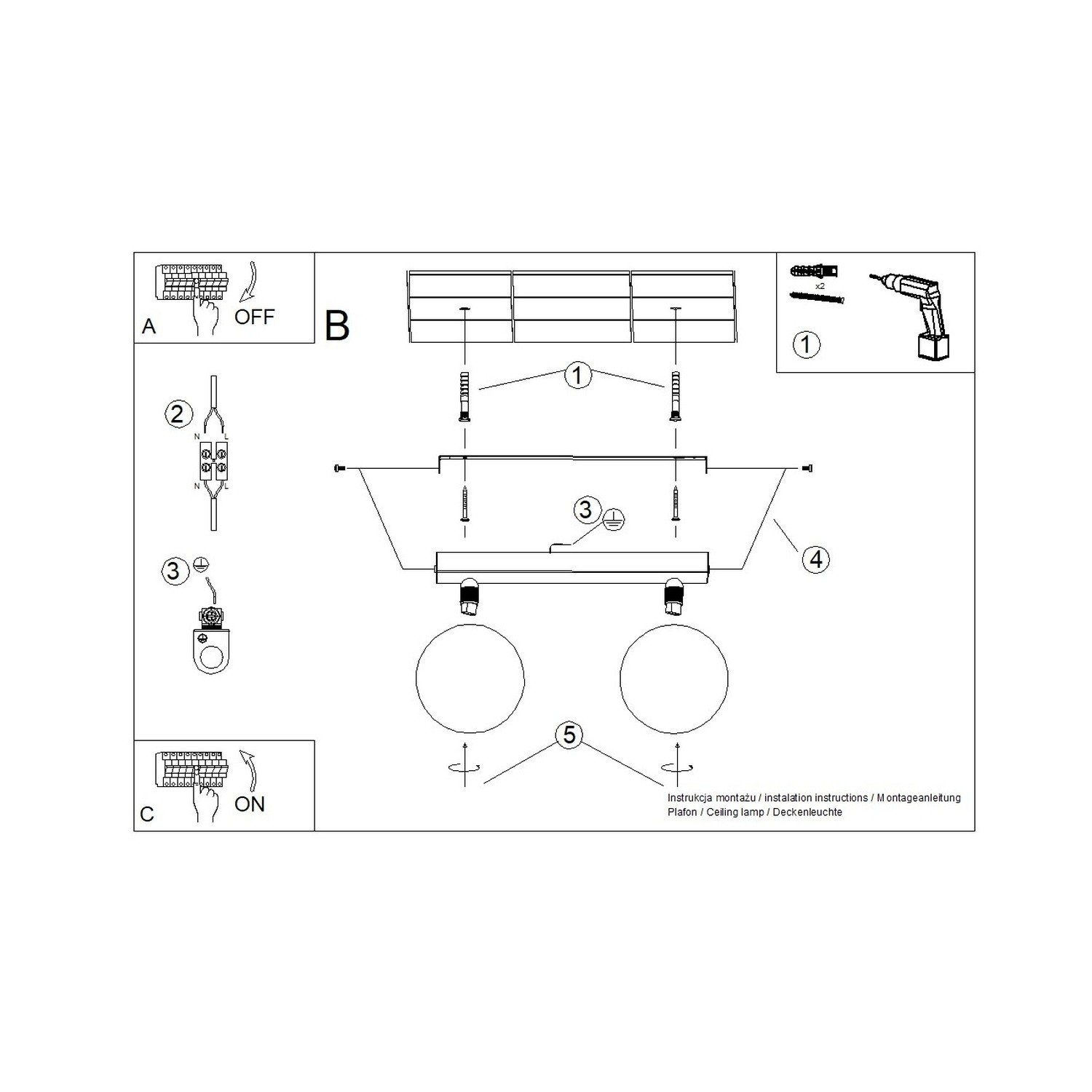 Ceiling Lamp Yoli 2 Red Ochre Uncategorized Great Lighting UK Ltd