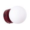 Wall Lamp Yoli 1 Burgundy with Switch Coloured Wall Lights Great Lighting UK Ltd