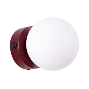 Wall Lamp Yoli 1 Burgundy with Switch Coloured Wall Lights Great Lighting UK Ltd