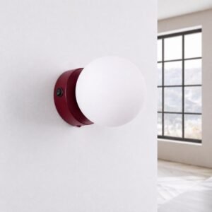 Wall Lamp Yoli 1 Burgundy with Switch Coloured Wall Lights Great Lighting UK Ltd