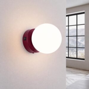 Wall Lamp Yoli 1 Burgundy with Switch Coloured Wall Lights Great Lighting UK Ltd