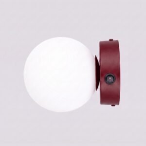 Wall Lamp Yoli 1 Burgundy with Switch Coloured Wall Lights Great Lighting UK Ltd