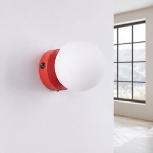 Wall Lamp Yoli 1 Red with Switch Red Wall Lights Great Lighting UK Ltd