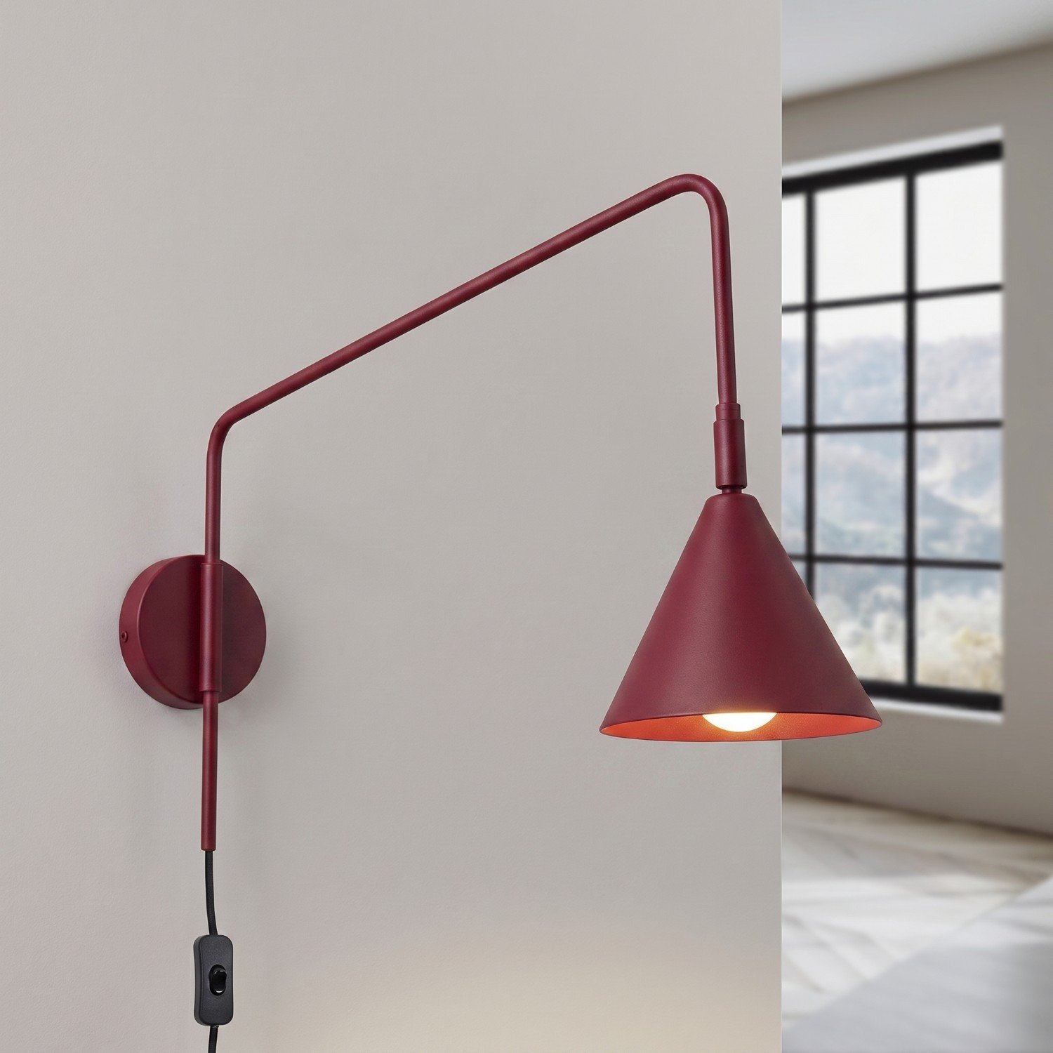Wall Lamp Nox Burgundy Uncategorized Great Lighting UK Ltd