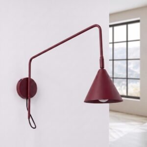 Wall Lamp Nox 1 Burgundy with Switch Uncategorized Great Lighting UK Ltd