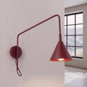 Wall Lamp Nox 1 Burgundy with Switch Uncategorized Great Lighting UK Ltd