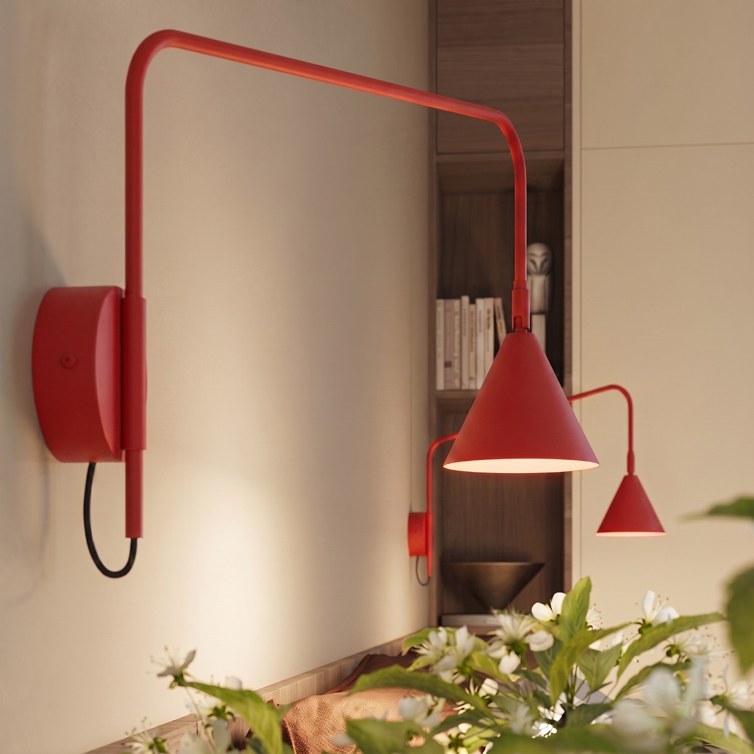 Wall Lamp Nox 1 Red with Switch Uncategorized Great Lighting UK Ltd