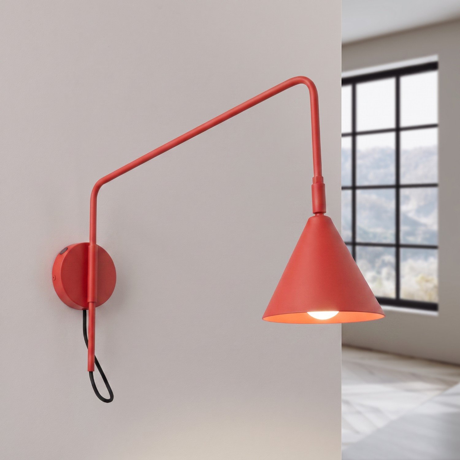 Wall Lamp Nox 1 Red with Switch Uncategorized Great Lighting UK Ltd