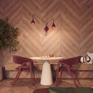 Wall Lamp Nox 2 Burgundy with Switch Red Wall Lights Great Lighting UK Ltd