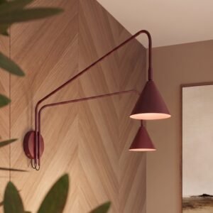 Wall Lamp Nox 2 Burgundy with Switch Red Wall Lights Great Lighting UK Ltd