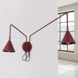 Wall Lamp Nox 2 Burgundy with Switch Red Wall Lights Great Lighting UK Ltd