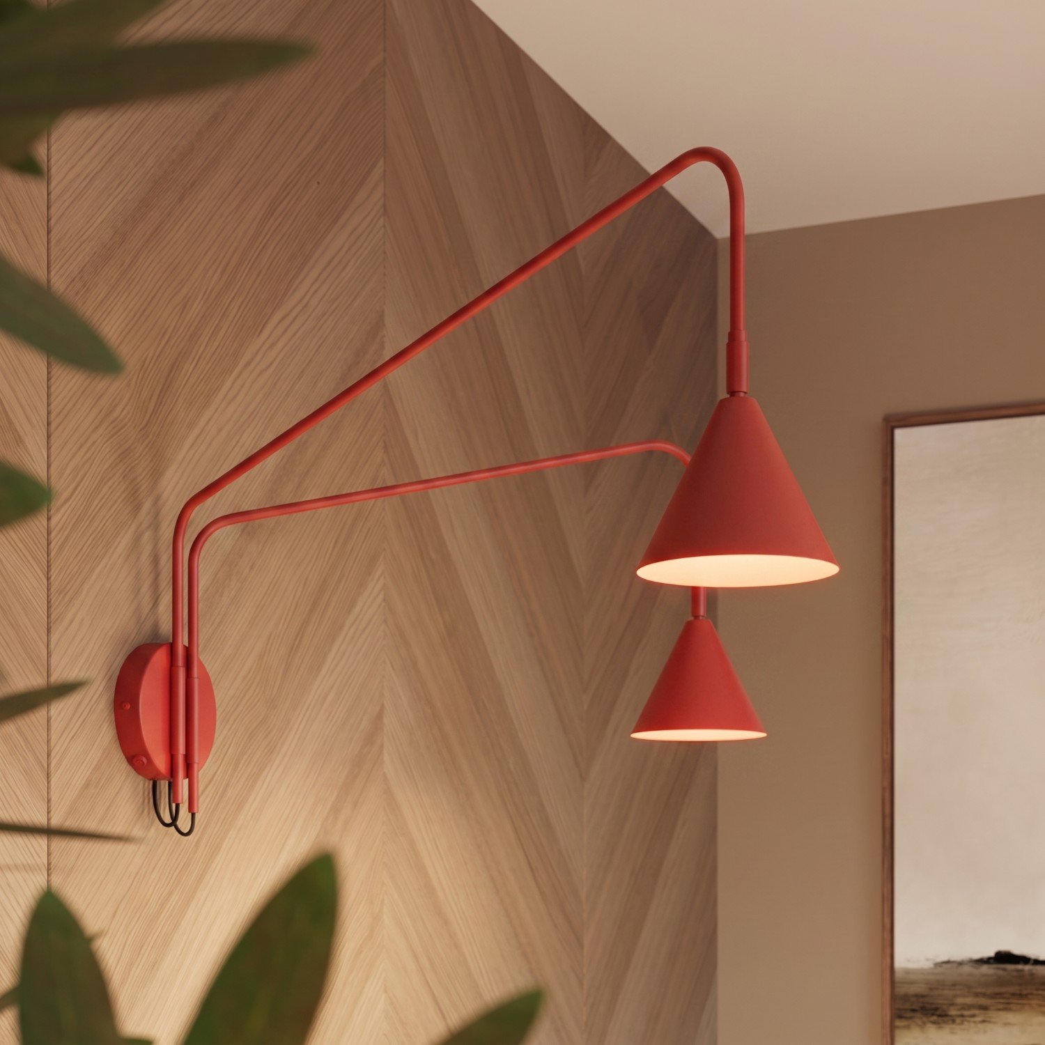 Wall Lamp Nox 2 Red with Switch Red Wall Lights Great Lighting UK Ltd