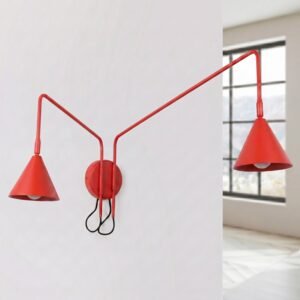 Wall Lamp Nox 2 Red with Switch Red Wall Lights Great Lighting UK Ltd
