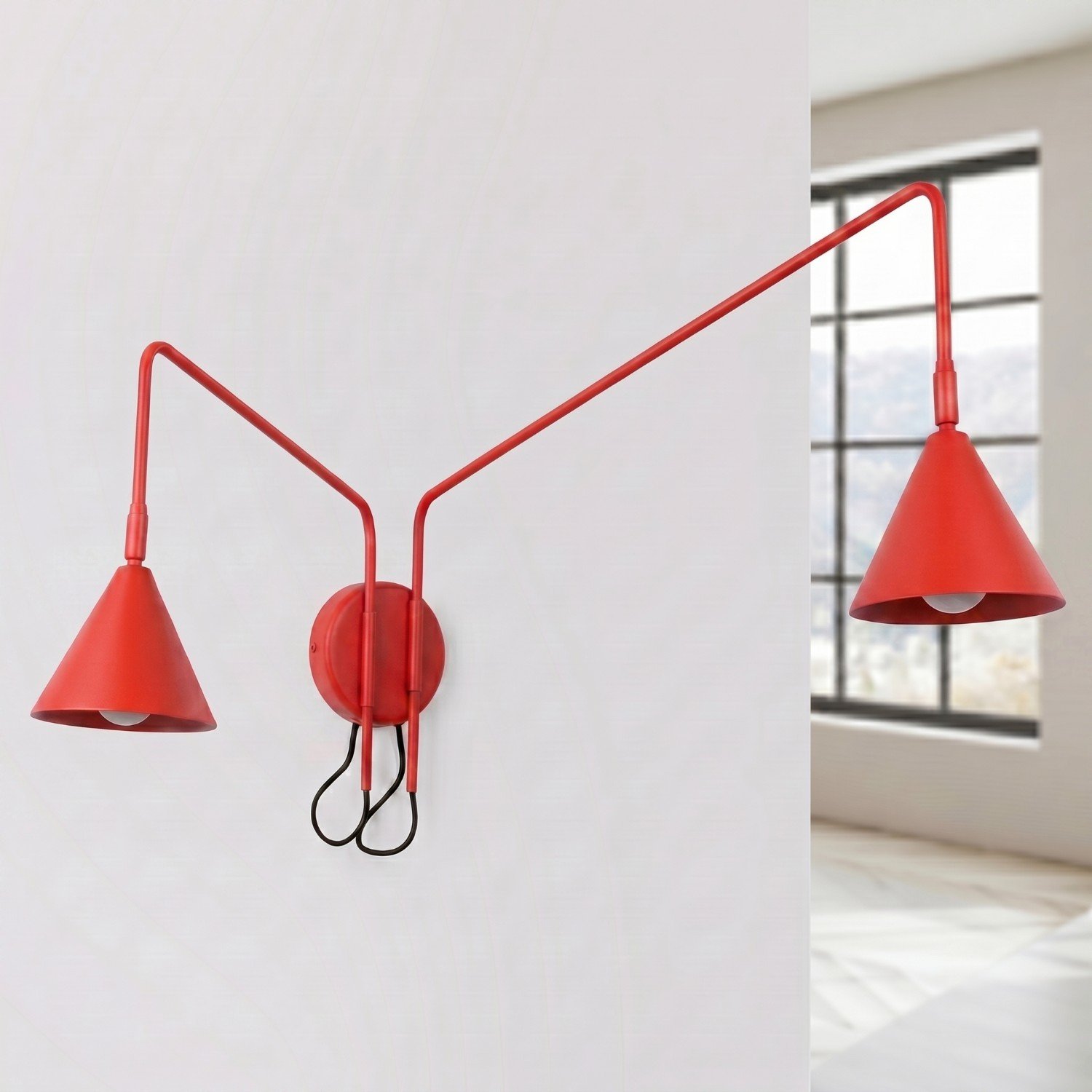 Wall Lamp Nox 2 Red with Switch Red Wall Lights Great Lighting UK Ltd